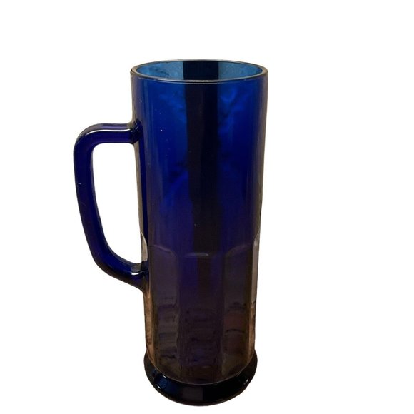 Cobalt Blue Heavy Glass 8.25 Inch Tall Beer Coffee Mug Holds 16 OZS - Picture 3 of 6